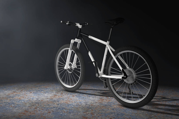 Mountain Bike in bianco e nero nella luce volumetrica. 3d Rende
 - Foto, immagini