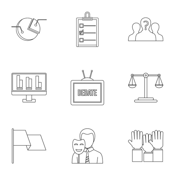 Policy icons set, outline style - Vector, afbeelding
