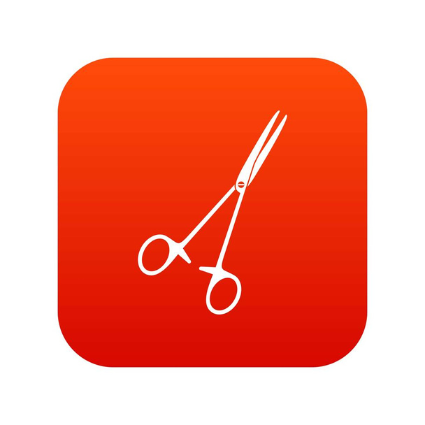 Medical clamp scissors icon digital red - Vector, Imagen