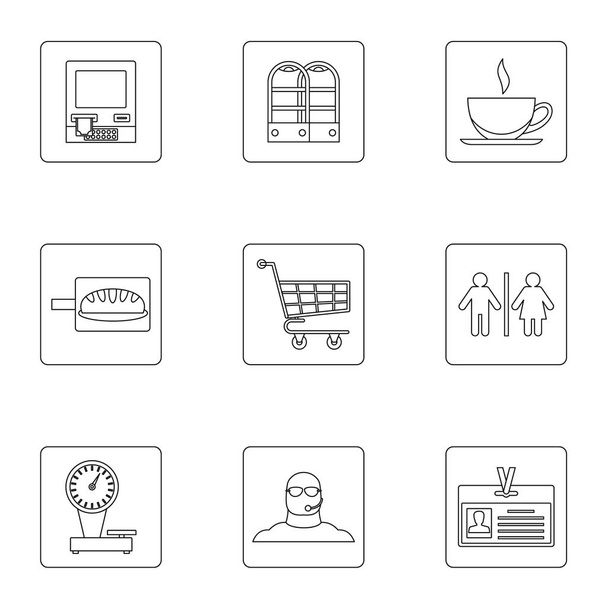 Shopping icons set, outline style - Vecteur, image