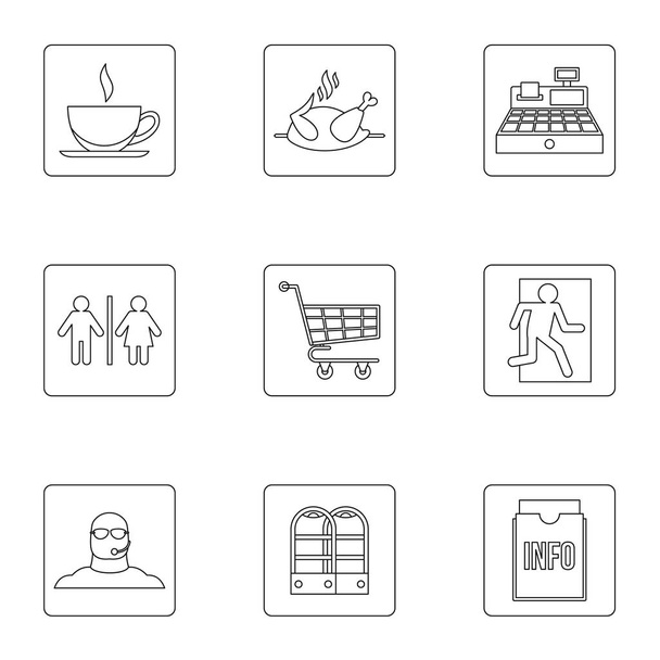 Shop icons set, outline style - Vecteur, image