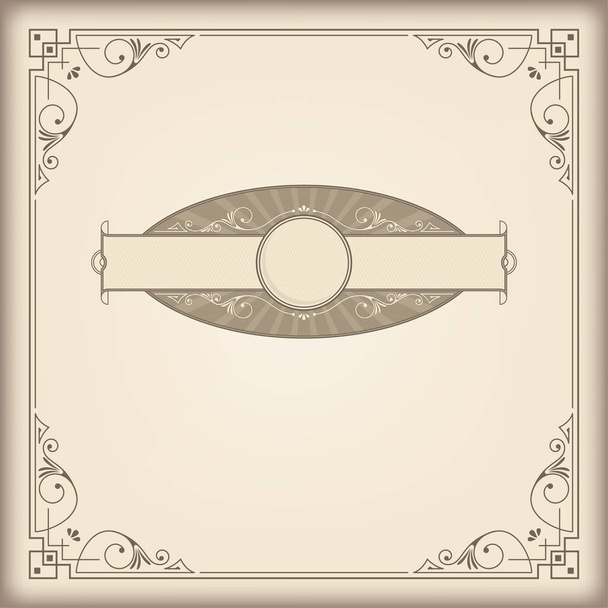 Decorative square framework and banner. Template for card, invitation, advertisement, label.  - Διάνυσμα, εικόνα