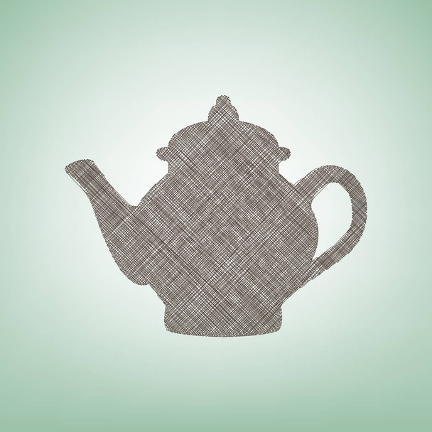 Τσάι τσάι σημάδι. Διάνυσμα. Καφέ λίνου εικονίδιο σε πράσινο φόντο με ελαφρύ σημείο στο κέντρο. - Διάνυσμα, εικόνα
