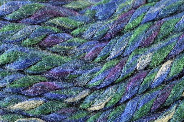 Blue And Green Yarn Texture Close Up - Photo, Image