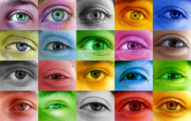 Multi color human eyes - Photo, Image