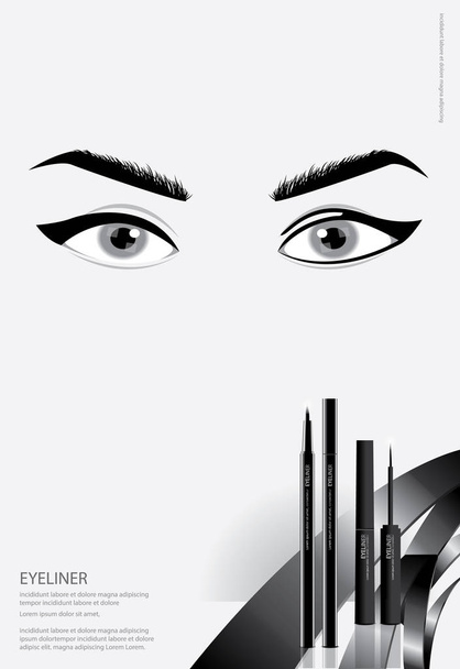 Poster kozmetik Eyeliner ile ambalaj - Vektör, Görsel