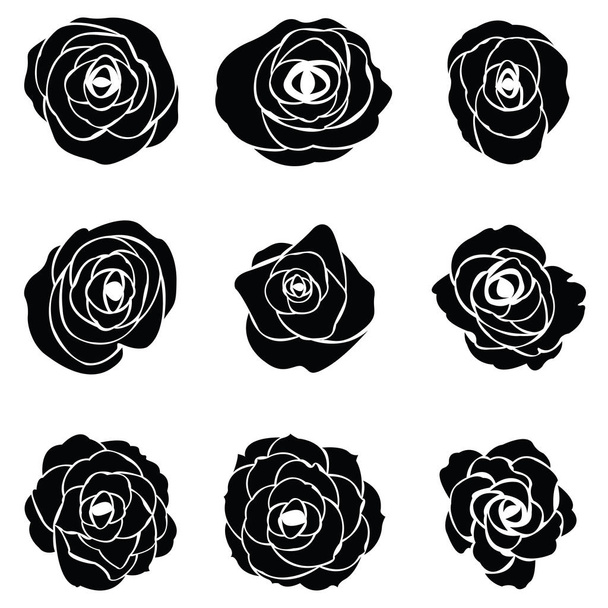 Black silhouette of rose - Vector, Image