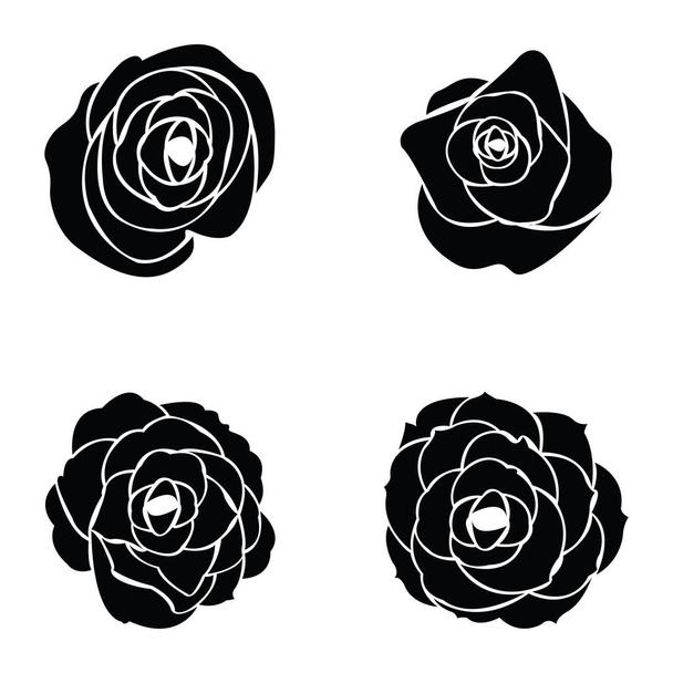 fekete sziluettje rose - Vektor, kép