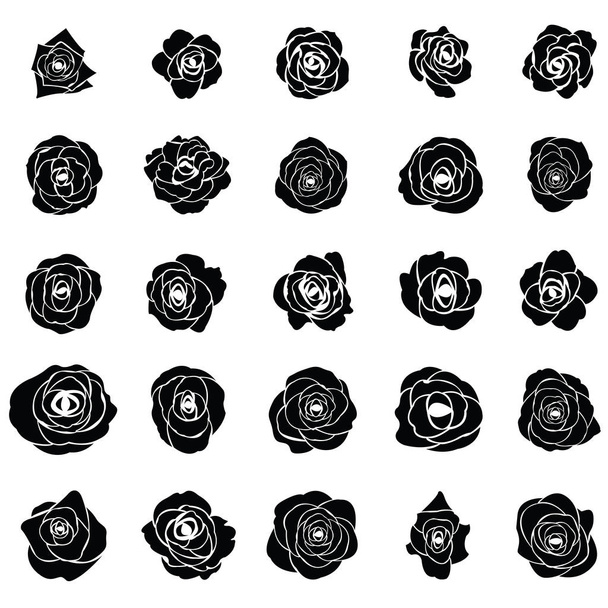fekete sziluettje rose - Vektor, kép