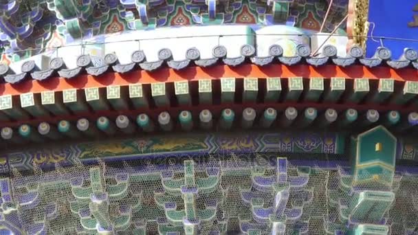Templo del Cielo en Beijing. China arquitectura antigua. Pintado azulejo de viga tallada - Metraje, vídeo