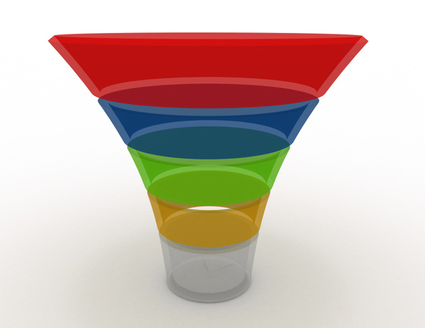 layered funnel chart concept . 3d rendered illustration - Foto, imagen