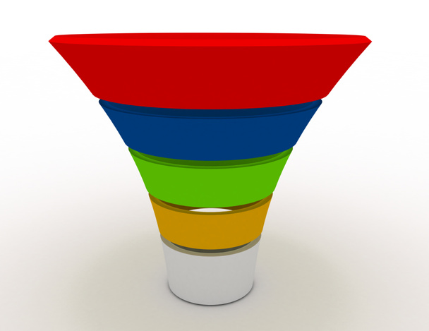 layered funnel chart concept . 3d rendered illustration - Foto, Bild