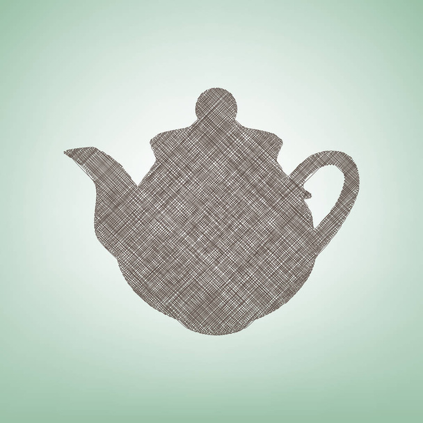 Τσάι τσάι σημάδι. Διάνυσμα. Καφέ λίνου εικονίδιο σε πράσινο φόντο με ελαφρύ σημείο στο κέντρο. - Διάνυσμα, εικόνα