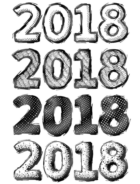 Hand drawn New Year 2018 - Vector, Image