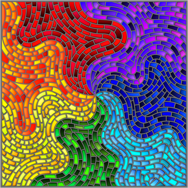 Fondo de vitral abstracto, los elementos coloreados dispuestos en el espectro del arco iris - Vector, imagen