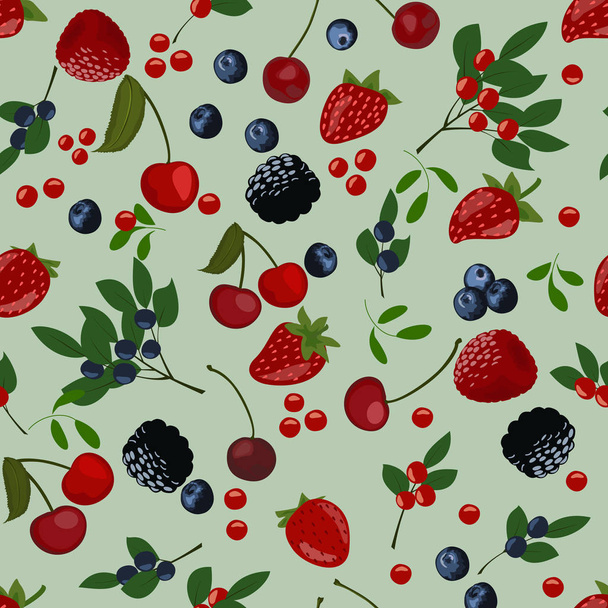Seamless pattern of berries. - Vector, afbeelding