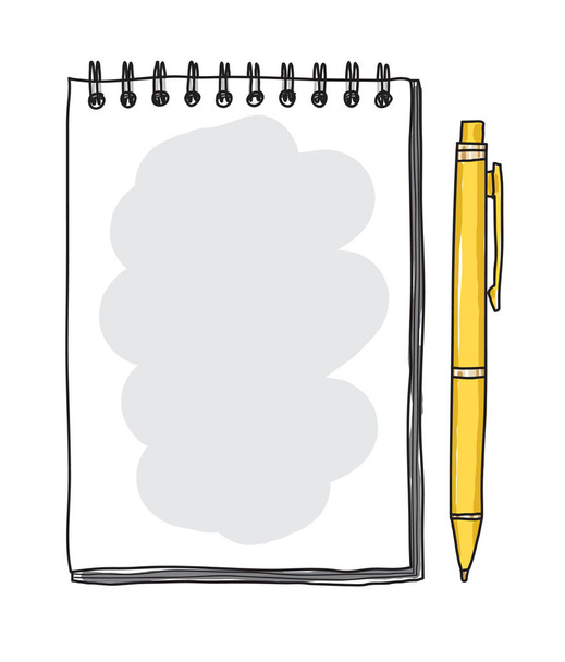 notebook paper and yellow pen Vector art  illustration - Vector, Image