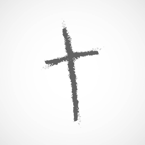 Ręcznie rysowane chrześcijańskiej ikonę krzyżyka. Ilustracja wektorowa - Wektor, obraz