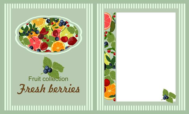 Hintergrund mit Beeren und Zitrusfrüchten. - Vektor, Bild