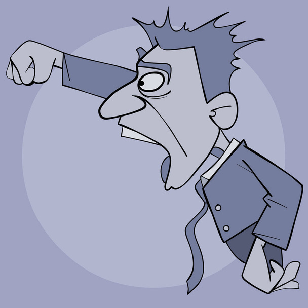 hombre de dibujos animados en traje grita golpes en la ira
 - Vector, imagen