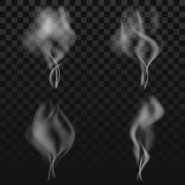 暗い背景に透明な煙のセット - ベクター画像