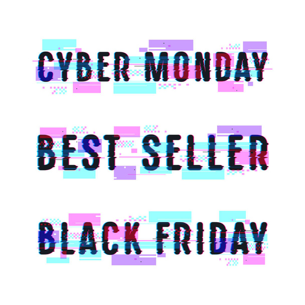 Sada bannerů pro černý pátek, cyber pondělí, nejlepší prodejce - Vektor, obrázek