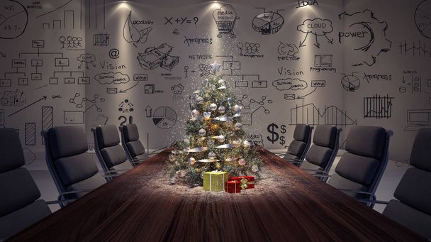 Christmas tree on conference table - Photo, Image