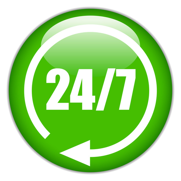Vector 24 hour green button - Wektor, obraz