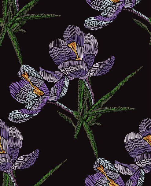 embroidery floral seamless pattern - Vector, afbeelding