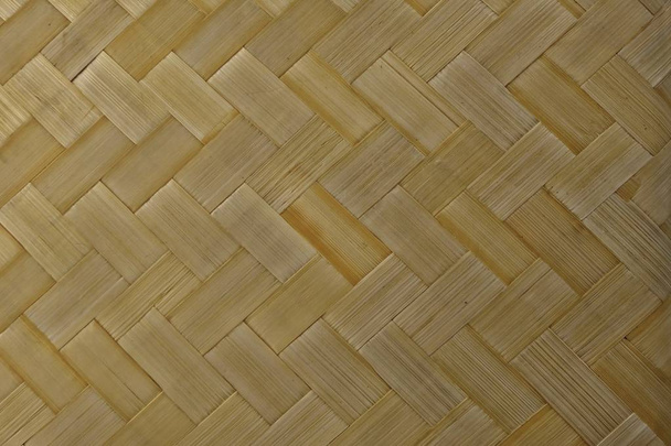 竹のバスケット織りのパターン テクスチャのクローズ アップ - 写真・画像