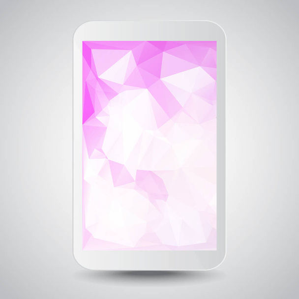 White modern gadget with pink polygonal background on the screen. Vector illustration - Vector, Image