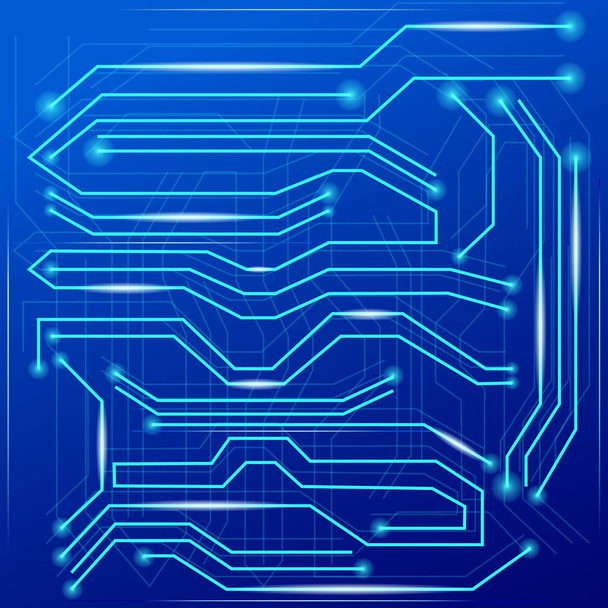 Blue abstract background with high tech circuit board. Microchip background. - Vector, Image
