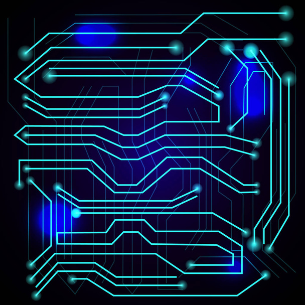 Fondo azul con placa de circuito de alta tecnología. Fondo del microchip. Ilustración vectorial
 - Vector, imagen