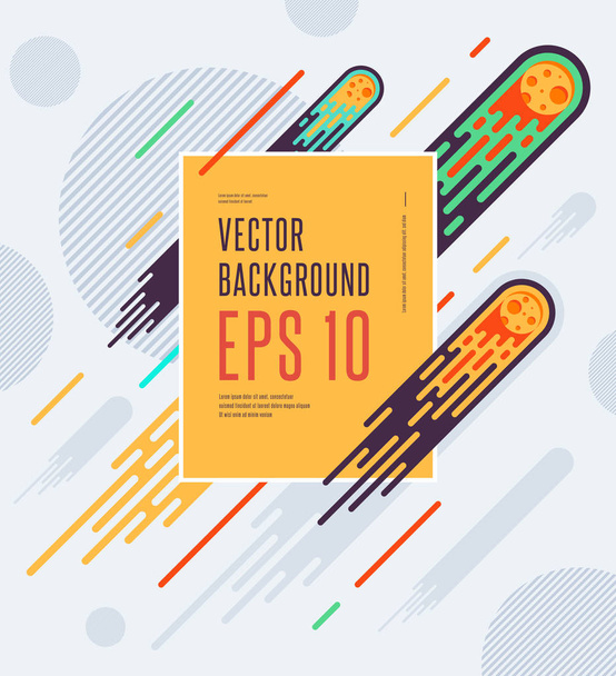 Minimalistic space comets colorful geometric background. Vector design for your art, covers, postcards, flyers, posters, banner. Eps10 vector illustration - Вектор,изображение