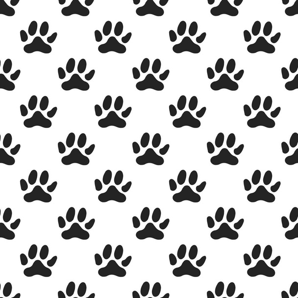 Cute hand drawn nursery seamless pattern with dog track in scandinavian style. Monochrome vector illustration - Διάνυσμα, εικόνα