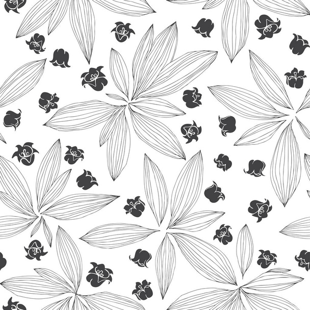 seamless pattern with leaves and flowers - Wektor, obraz