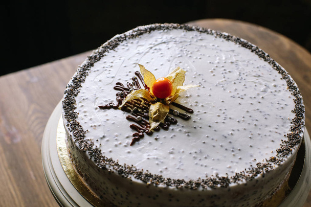 Cake with poppy seeds and chocolate - Φωτογραφία, εικόνα