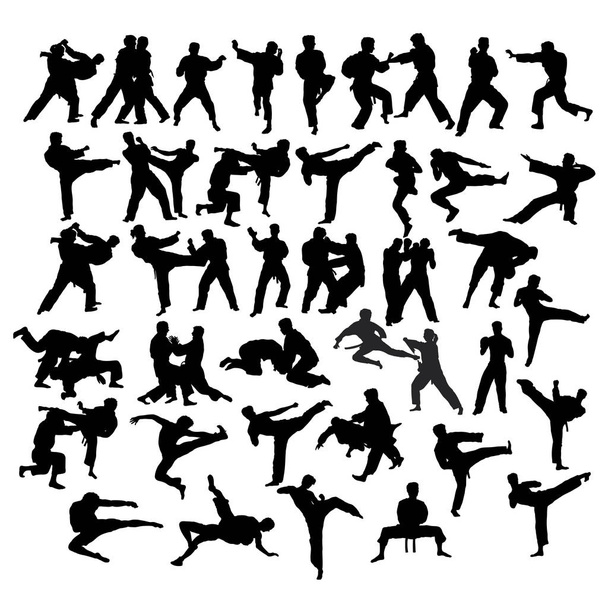 Бойове мистецтво Спортивні силуети, мистецтво Векторний дизайн
  - Вектор, зображення