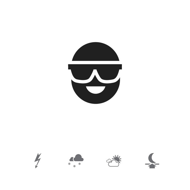 Set Of 5 Editable Air Icons. Includes Symbols Such As Sunglasses, Moon Up, Covered With Snow And More. Can Be Used For Web, Mobile, UI And Infographic Design. - Vector, Image