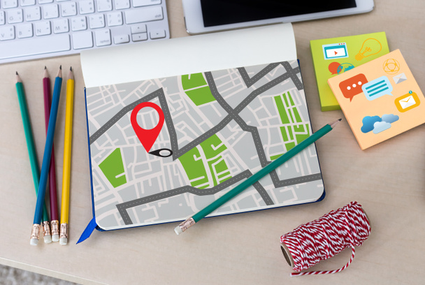 GPS Térkép útvonal cél hálózati kapcsolat helyét utca  - Fotó, kép