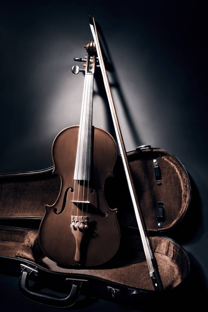 Violin bow with case classical music instrument - Фото, зображення
