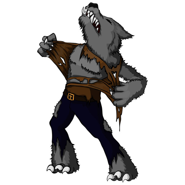 Zeichentrick-Illustration eines heulenden Werwolfs. - Vektor, Bild