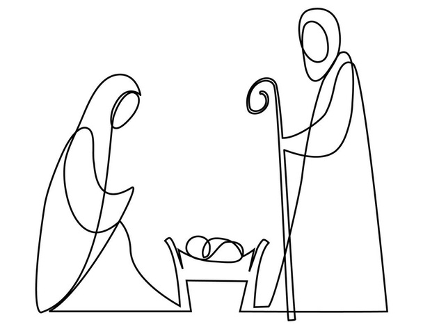 Nativity scene with Holy Family  - Vector, Image