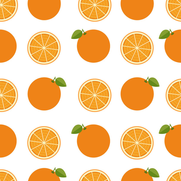 Orange background. Seamless pattern with orange. Flat style. Vector illustration. - Vettoriali, immagini