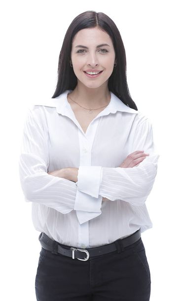 modern young business woman in white blouse. - Foto, afbeelding