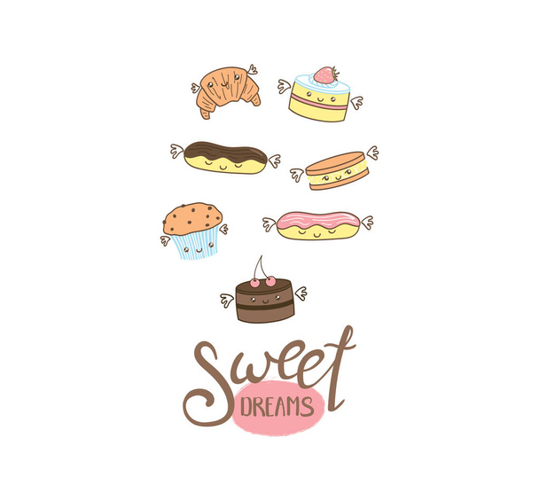 Sweet dreams pastries poster - Vector, Image