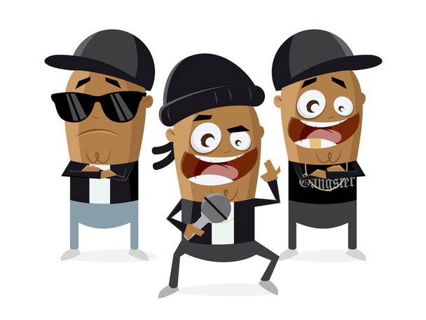 desenhos animados engraçados de rappers gangster
 - Vetor, Imagem