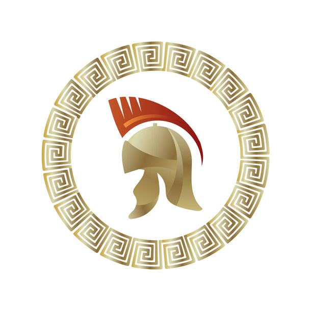 Icono del casco griego. Marco de gradiente de círculo
 - Vector, imagen
