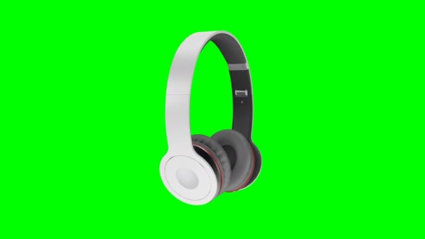 graue drahtlose Kopfhörer isoliert auf grünem Bildschirm Hintergrund 3d Illustration Renderer - Filmmaterial, Video