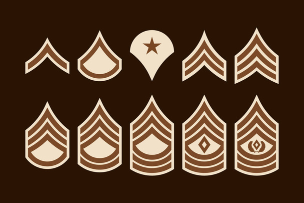 militärische Dienstgrade Streifen und Chevrons. Vektor setzte Armeeabzeichen - Vektor, Bild